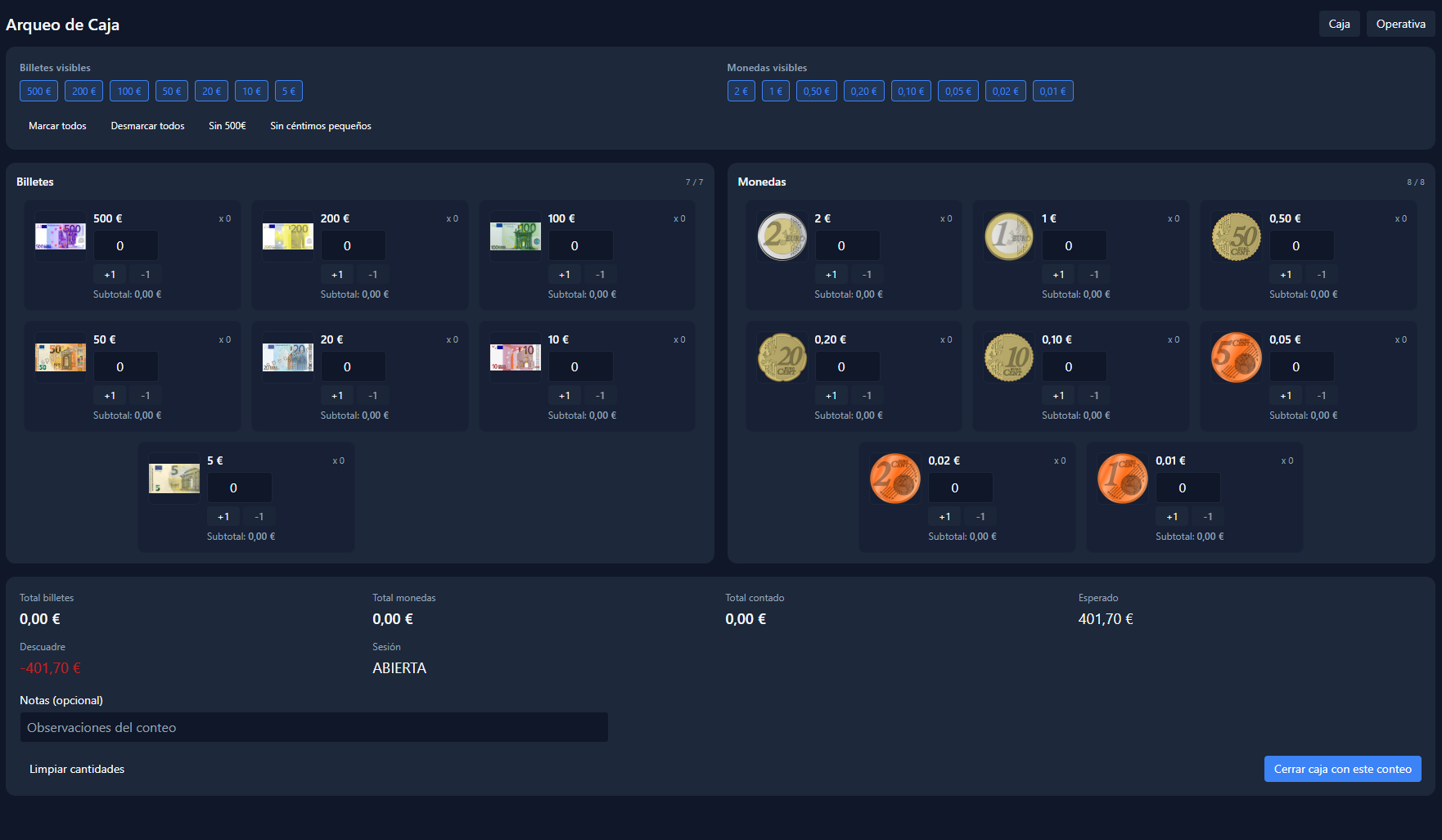 Histórico de arqueos