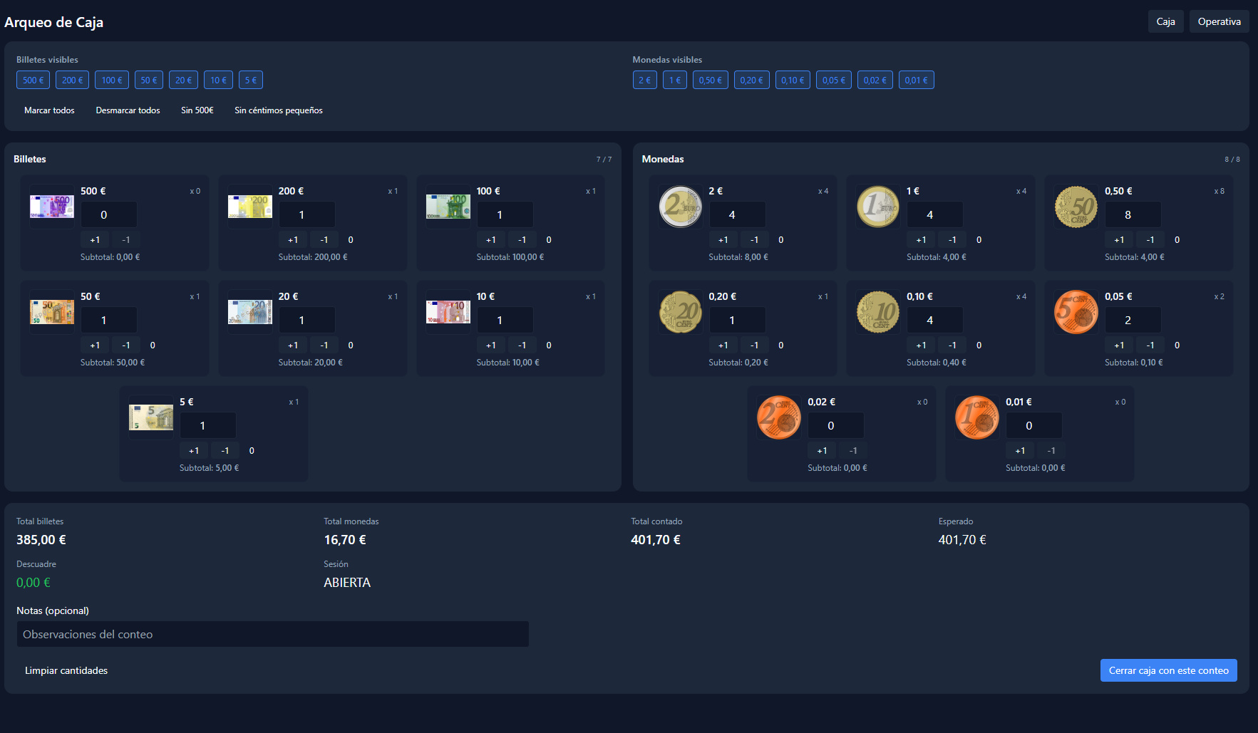 Detalle de movimientos